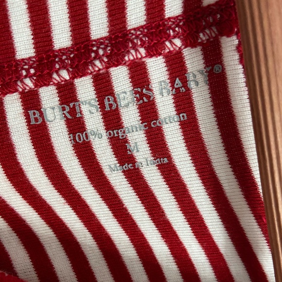 Burt’s Bees Baby Unisex Adult Holiday Pajama Romper Medium Red & White Striped - Picture 5 of 6